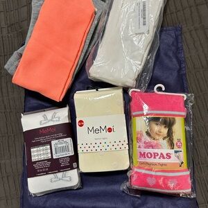 5 New Pairs Fashion Footed Tights, Size Big Girls XL (12-14) 2 knitted 3 nylon